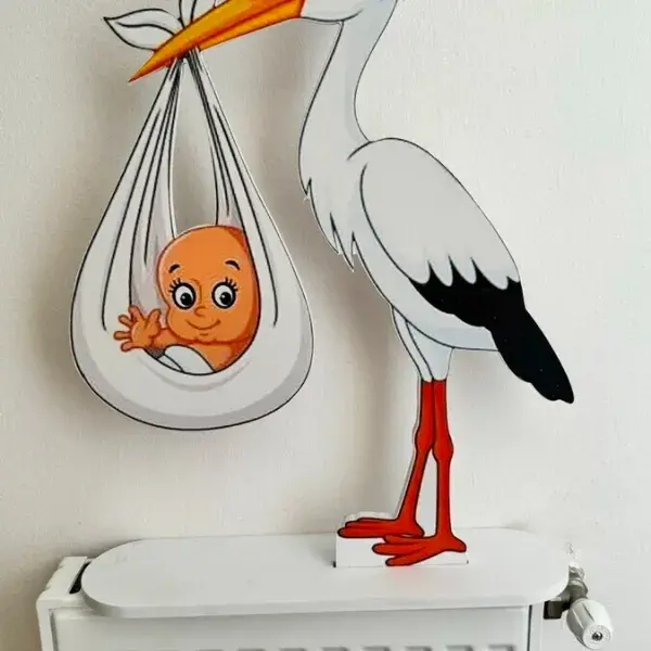 Ειδικές κατασκευές εκτύπωσης και σήμανσης για εκδηλώσεις και διακόσμηση, Ψηφιακές Εκτυπώσεις: Φιγούρα πελαργού, εκτύπωση σε Plexiglass, κοπή CNC. Κατασκευή Αθήνα.